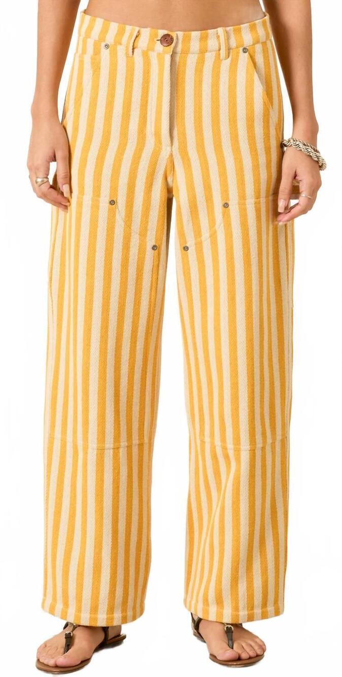 NEW ALIX OF BOHEMIA scottie sunlight stripe pants in off white yellow